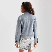 Jingle Ball Womens Juniors Denim Lightweight Jacket