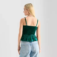 Jingle Ball Womens Juniors Square Neck Sleeveless Peplum Top