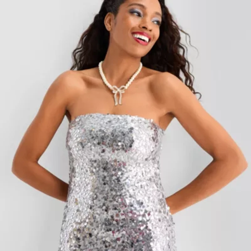 Jingle Ball Womens Juniors Sleeveless Party Dress