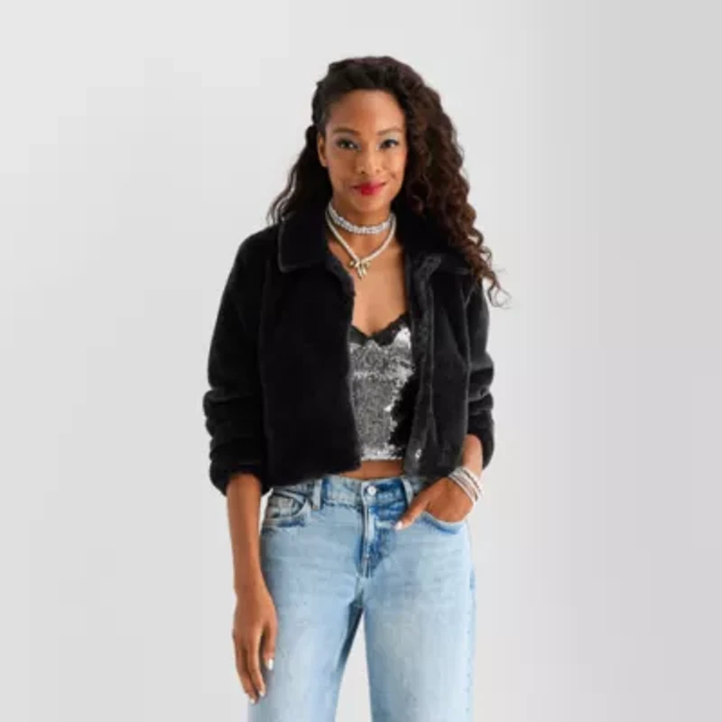 Jingle Ball Womens Lightweight Cropped Coat