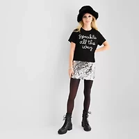 Jingle Ball Womens Juniors Round Neck Short Sleeve Crop Top