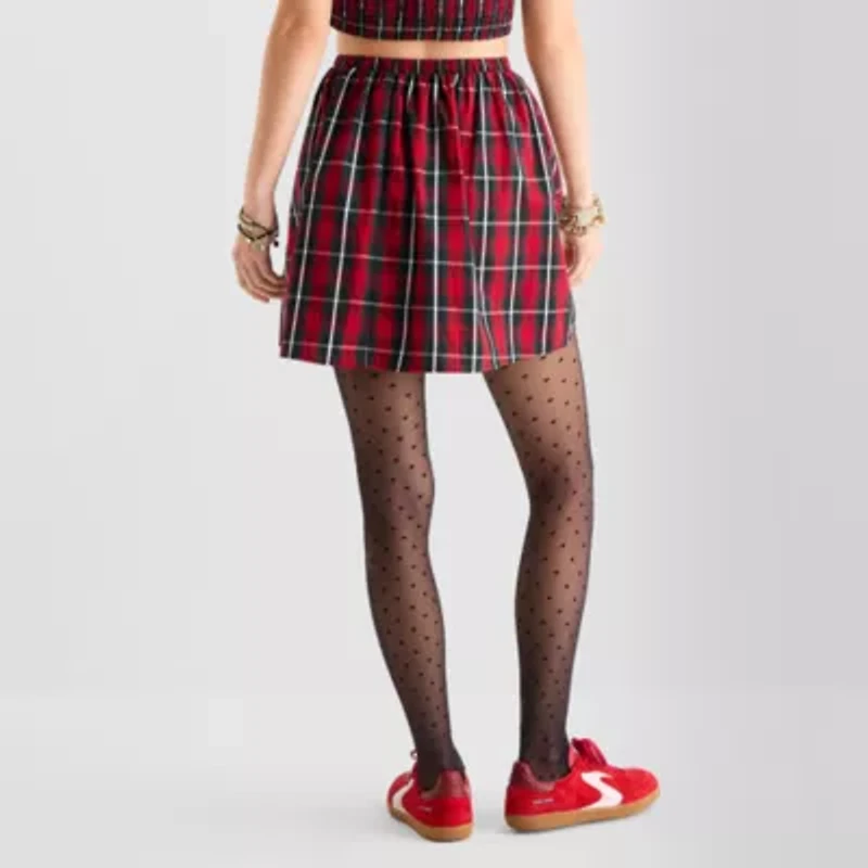 Jingle Ball Womens Juniors Mid Rise Skater Skirt