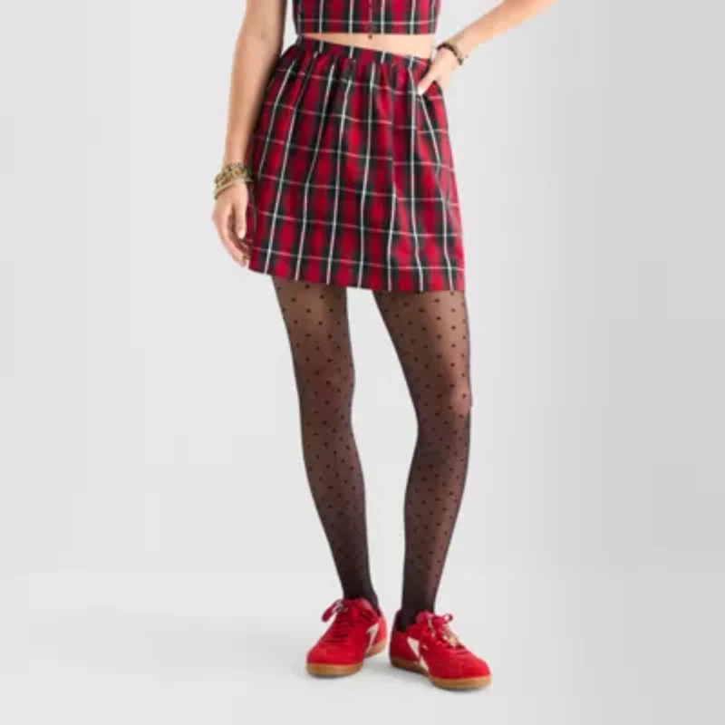 Jingle Ball Womens Juniors Mid Rise Skater Skirt