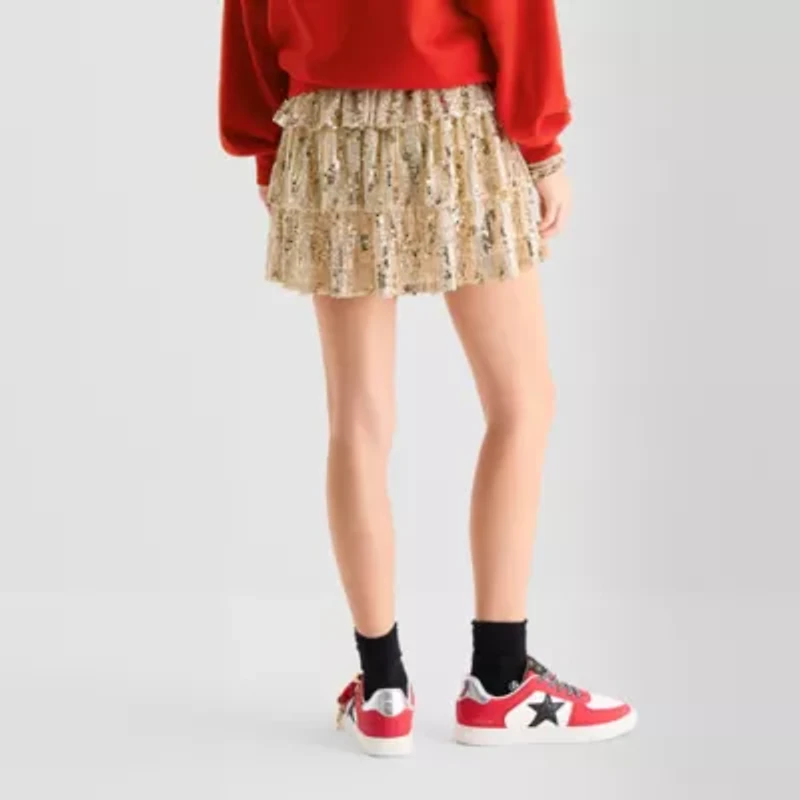 Jingle Ball Womens Juniors Mid Rise Mini Pleated Skirt