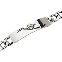 Mens Star Wars Yoda Jedi Master ID Stainless Steel Curb Bracelet