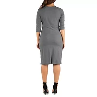 24/7 Comfort Apparel Womens Draped Style V Neck Dress