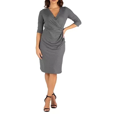 24/7 Comfort Apparel Womens Draped Style V Neck Dress