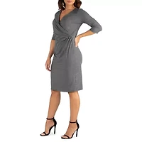24/7 Comfort Apparel Womens Draped Style V Neck Dress
