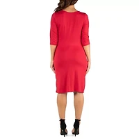 24/7 Comfort Apparel Womens Draped Style V Neck Dress