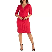 24/7 Comfort Apparel Womens Draped Style V Neck Dress