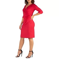 24/7 Comfort Apparel Womens Draped Style V Neck Dress