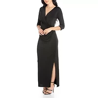 24/7 Comfort Apparel Womens Fitted Side Slit Maxi Dress