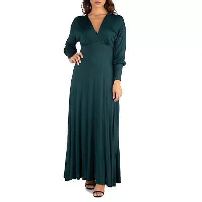 24seven Comfort Apparel Womens Long Sleeve Maxi Dress