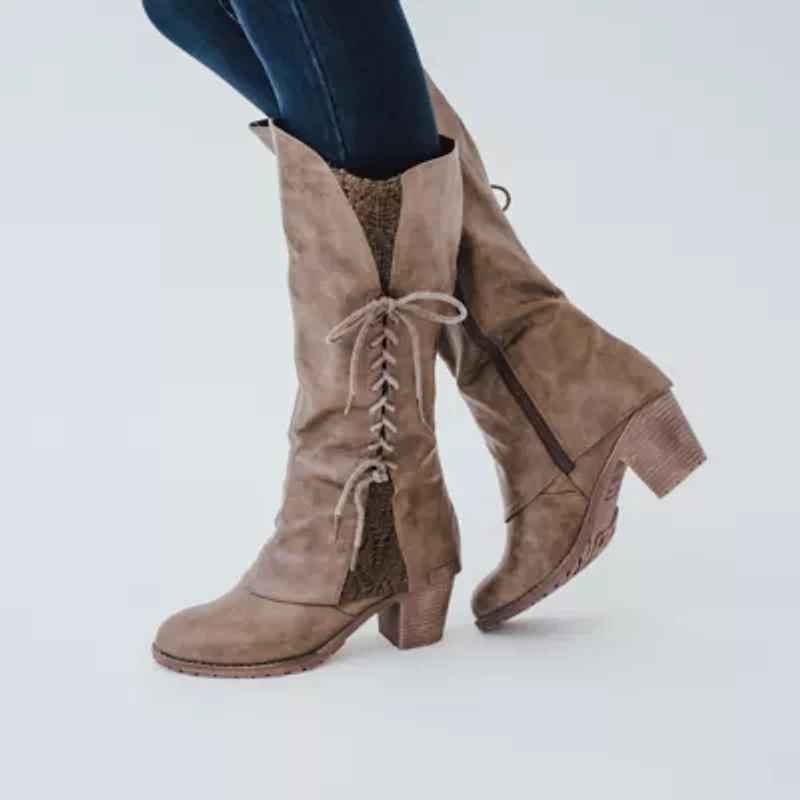Muk Luks Womens Lacy Leo Stacked Heel Winter Boots