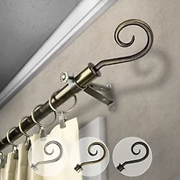 Rod Desyne 13/16" Adjustable Curtain with Curl Finials