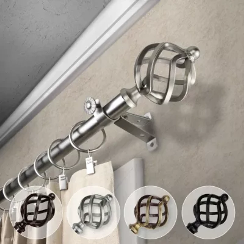 Rod Desyne 13/16" Adjustable Curtain with Twist Finials