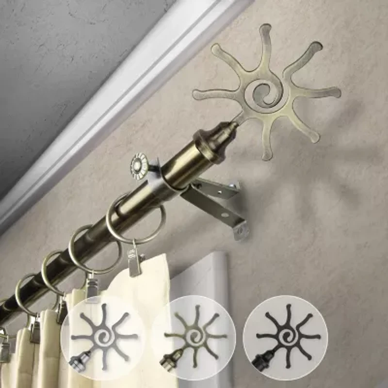 Rod Desyne 13/16" Adjustable Curtain with Sun Finials
