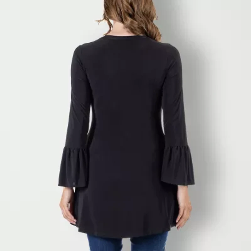 24seven Comfort Apparel Womens Scoop Neck Long Sleeve Tunic Top