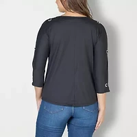 24seven Comfort Apparel Womens Boat Neck 3/4 Sleeve T-Shirt