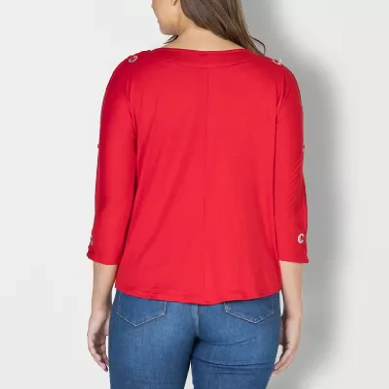 24seven Comfort Apparel Womens Boat Neck 3/4 Sleeve T-Shirt