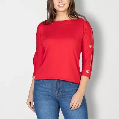 24seven Comfort Apparel Womens Boat Neck 3/4 Sleeve T-Shirt