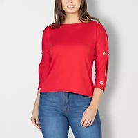 24seven Comfort Apparel Womens Boat Neck 3/4 Sleeve T-Shirt