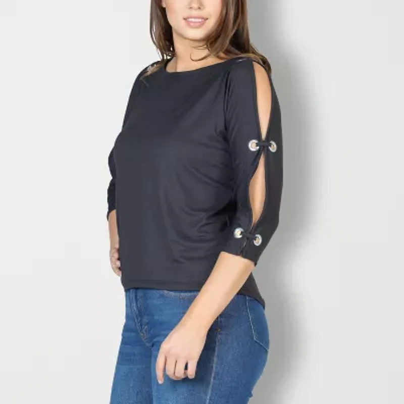 24seven Comfort Apparel Womens Boat Neck 3/4 Sleeve T-Shirt