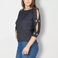 24seven Comfort Apparel Womens Boat Neck 3/4 Sleeve T-Shirt