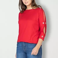 24seven Comfort Apparel Womens Boat Neck 3/4 Sleeve T-Shirt