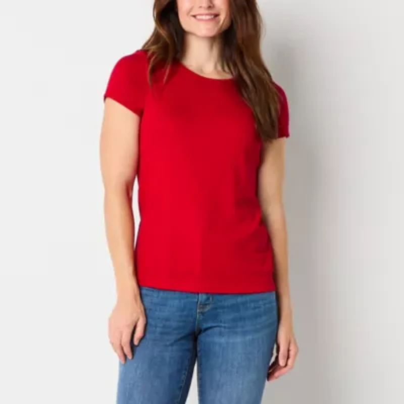 St. John's Bay Womens Tall Crew Neck Short Sleeve T-Shirt