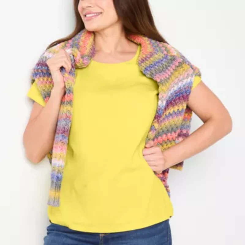 St. John's Bay Womens Tall Crew Neck Short Sleeve T-Shirt