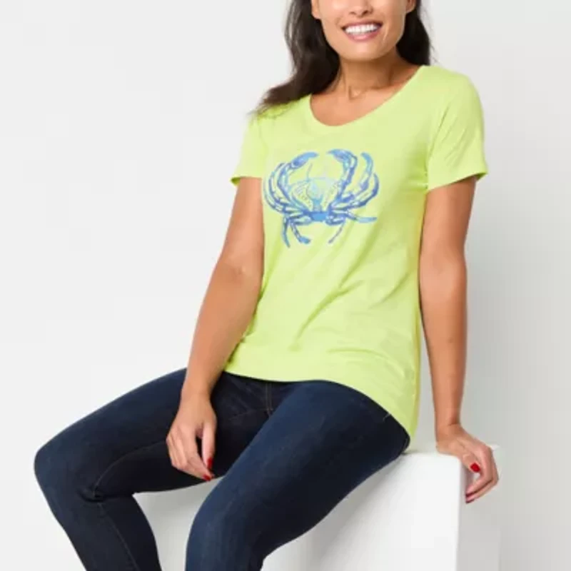 St. John's Bay Womens Tall Crew Neck Short Sleeve T-Shirt