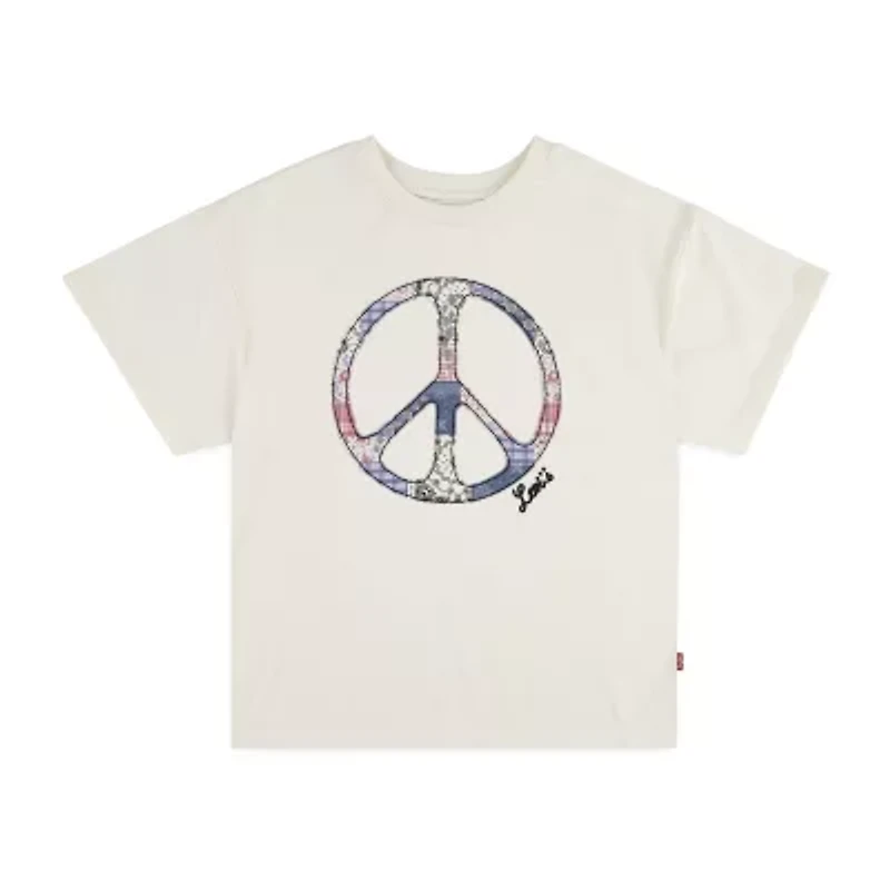 Levi's Big Kid Girls Round Neck Short Sleeve Oversized Graphic T-Shirt