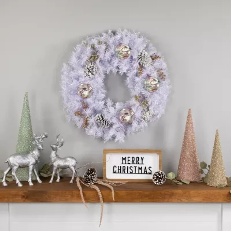 Northlight Icy White Spruce Unlit Wreath