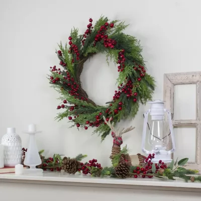 Northlight Mixed Pine And Berries Unlit Wreath