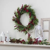 Northlight Mixed Pine And Berries Unlit Wreath