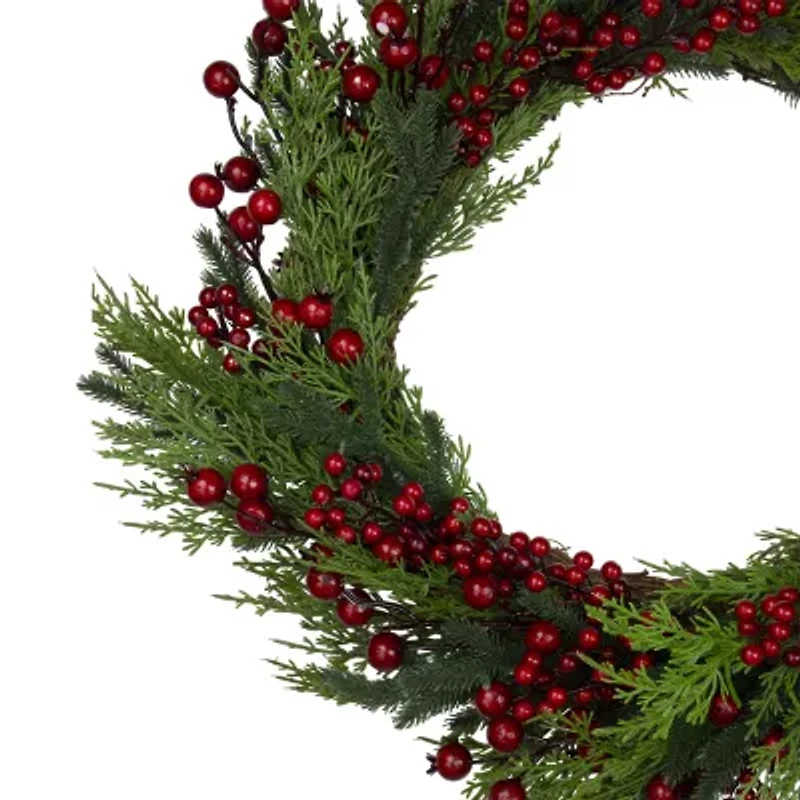 Northlight Mixed Pine And Berries Unlit Wreath