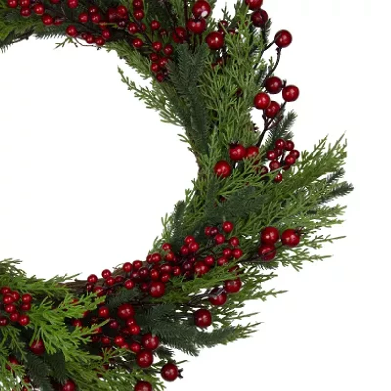 Northlight Mixed Pine And Berries Unlit Wreath