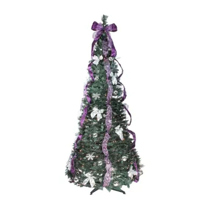 Northlight Purple And Silver With Clear Lights 6 Foot Pre-Lit Christmas Tree