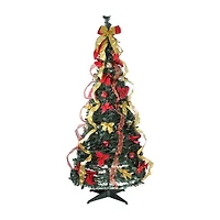 Northlight Gold And Red Pre-Decorated With Clear Lights 6 Foot Pre-Lit Christmas Tree