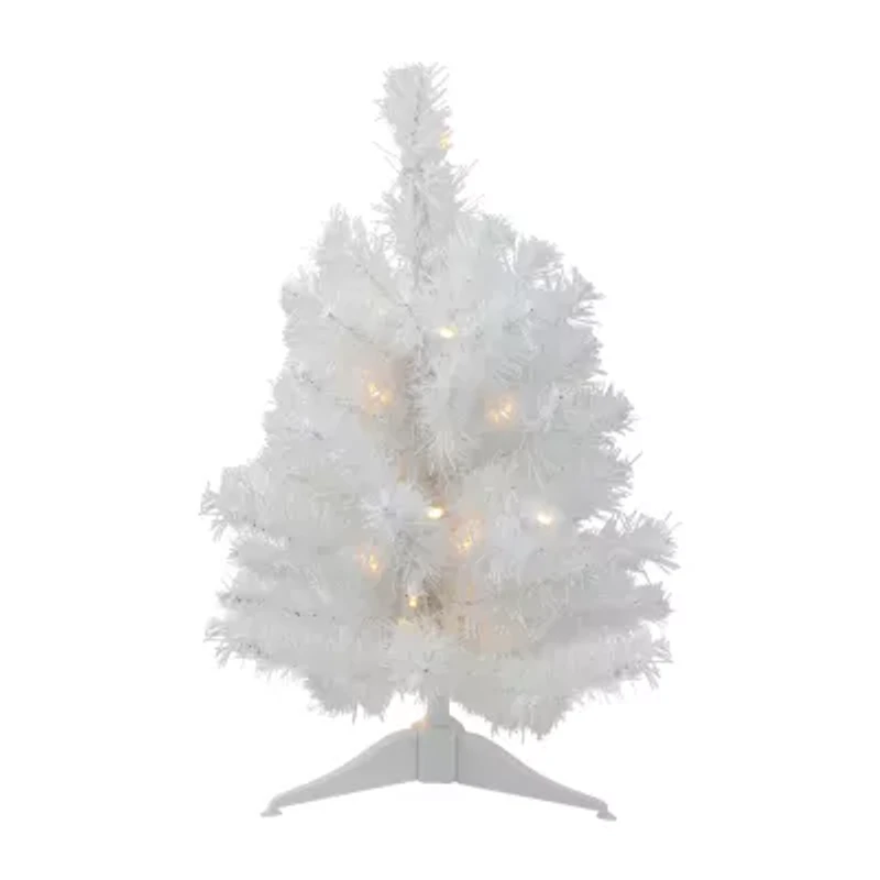 Northlight Snow White Pine With Clear Led Lights 1 1/2 Feet Pre-Lit Christmas Tree