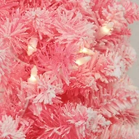 Northlight Flocked Pink With Clear Lights Pre-Lit Christmas Indoor Garland