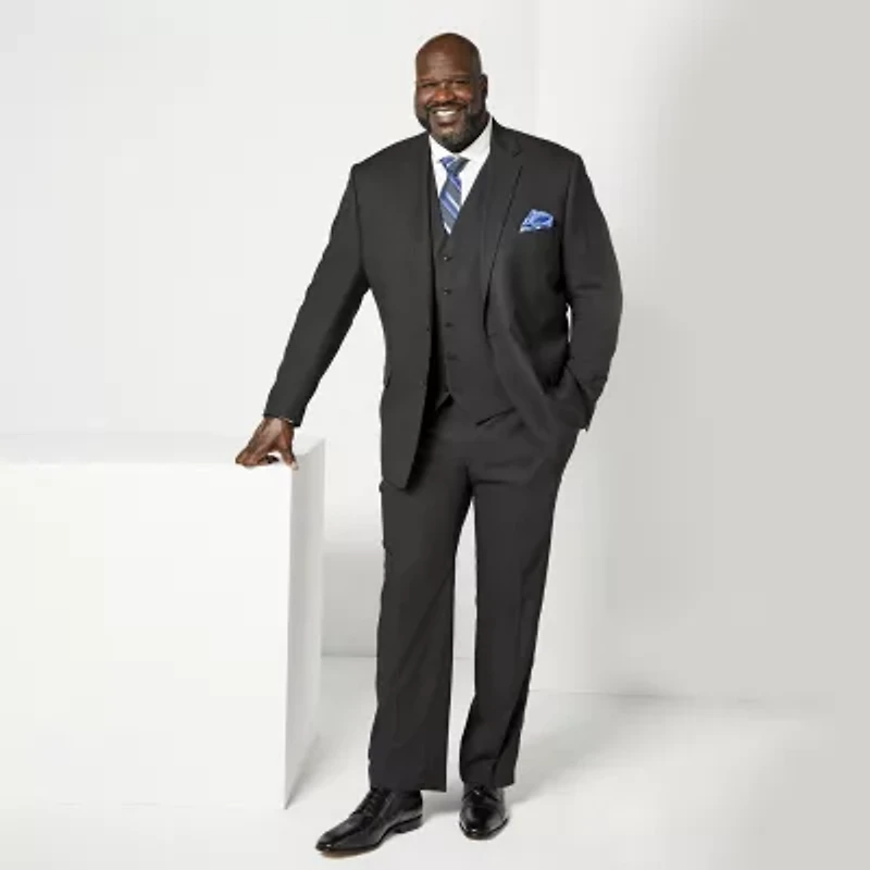 Shaquille O'Neal XLG Mens Big and Tall Stretch Fabric Classic Fit Flat Front Suit Pant