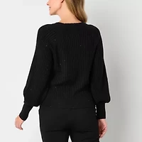 Liz Claiborne Womens Crew Neck Long Sleeve Pullover Sweater