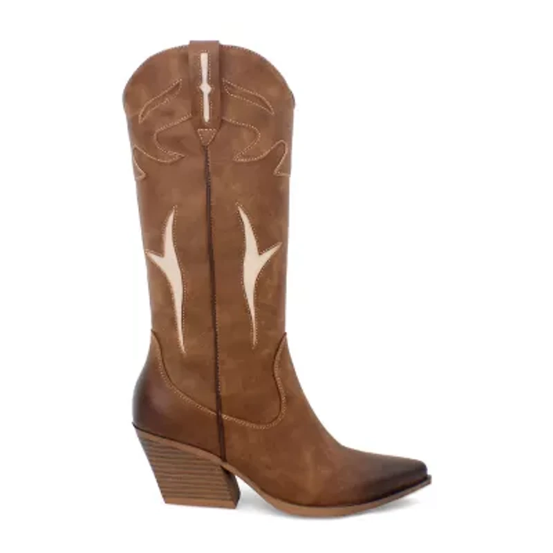 Yoki Womens Gayle- Stacked Heel Cowboy Boots