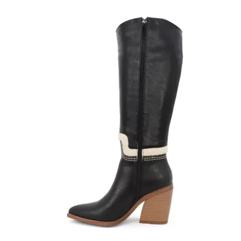 Yoki Womens Rebbah-04 Stacked Heel Cowboy Boots