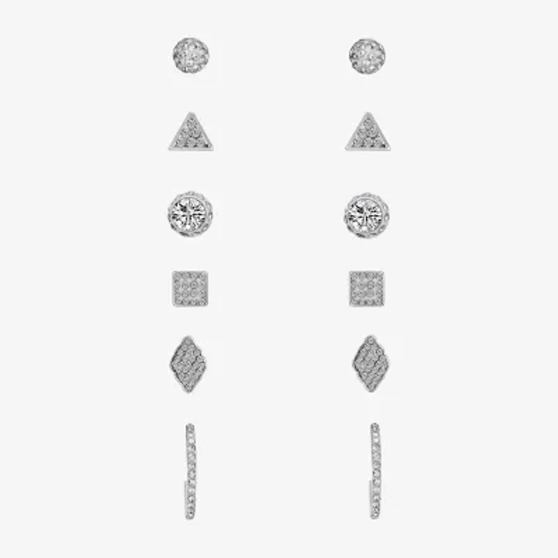 Sparkle Allure A Week Of Sparkle Womens Crystal Pure Silver Over Brass Round Square Triangle 7-pc. Jewelry Set