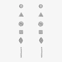 Sparkle Allure A Week Of Sparkle Womens Crystal Pure Silver Over Brass Round Square Triangle 7-pc. Jewelry Set