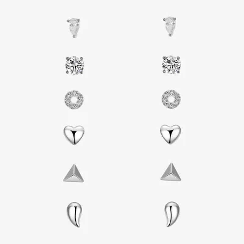 Sparkle Allure A Week Of Sparkle Womens Cubic Zirconia Pure Silver Over Brass Heart Round Triangle 7-pc. Jewelry Set