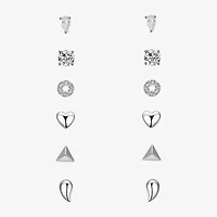 Sparkle Allure A Week Of Sparkle Womens Cubic Zirconia Pure Silver Over Brass Heart Round Triangle 7-pc. Jewelry Set